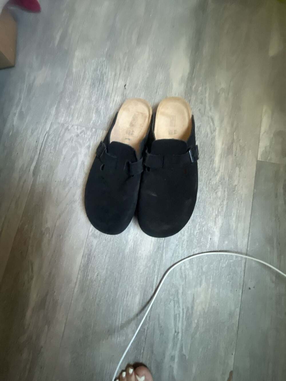 Birkenstock Boston Clogs Size 44 Black Suede